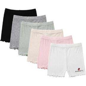 6 Pack Girls Bike Shorts Girl Spandex Breathable Under Dress Shorts for Dance Cartwheel Active Wear