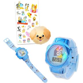 Bluey Watch for Girls - Bundle with Bluey LCD Digital Watch for Kids with Bluey Straps Plus Stickers | Easy to Read Bluey Wristwatch for Kids
