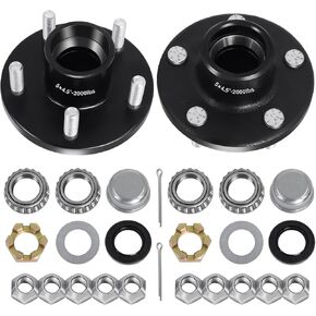طقم محور مقطورة 2000 رطل 5 في 4.5 "، مجموعتان من محاور المقطورة 5 LUG FIT 1-1/16" مغزل مستقيم ، L44649 محامل 5 × 4.5 Trailer Axle Kit ، مجموعة محور القوارب (فقط للطفرات المستقيمة)