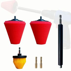 Drill Bit Cone Polisher, Metal Polishing Tool, Car Wheel Polishing Sponge, Polishing Pad, Polishing Ball, with Hand-Held Extension Bracket, Suitable for Household Standard Hand Drill