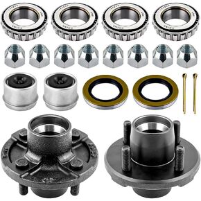 Trailer Idler Hub Hub Kit 6 on 5.5 "لـ 5200 إلى 6000 رطل 1-3/4" محور المقطورة ، محور المقطورة 6 مثبتة مسبقًا مع سباق المحمل ، تشمل 15123 مجموعات ، 2 مجموعات