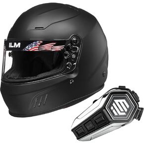 ILM Snell SA2020 Full Face Auto Car Racing Helmets Model 760 (Matte Black, L) and Bluetooth Headset with Hi-Fi System
