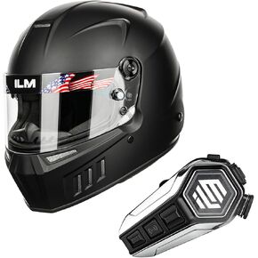 ILM Snell SA2020 Approved Auto Racing Helmets Model 890 (M, MatteBlack) and Bluetooth Headset with Hi-Fi System