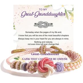 Handmade Bohemia Granddaughter Bracelet From Grandma - Adjustable Woven Pink Peach Blossom Knot, Heartfelt Granddaughter Gifts From Grandma, Mother Daughter Bracelets, Unique Bracelet For Women