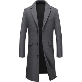 FTIMILD FTIMILD MENS WOOL BLEND COAT Notch Label Single Breaded Long Trench Coat Winter Winter Over in Kuwait
