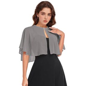 Soft Chiffon Shawl Wraps Shrug for Evening Dress Wedding Vintage Style Cape for Women