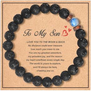 Easter Basket Stuffers for Teen Boys Natural Gemstone Bracelet for Son Kids Inspirational Gift Ideas 13 14 15 16 17 18 Year Old Birthday Boys Men Easter Basket Essentials Stocking Stuffers