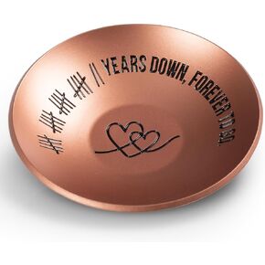 22nd Anniversary Copper Gifts, 22 Year Wedding Anniversary For Him Her Women Men, 4" Ring Holder Dish - Ideal Copper Metal Jewelry Tray Decorations For Wife Husband Couple Parents