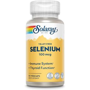 Solaray Yeast Free Selenium 100mcg, Healthy Immune & Thyroid Function Support, Enhanced Absorption, 90 Serv, 90 VegCaps