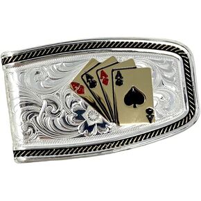 Montana Silversmiths Western Themed Money Clip, Made In USA (Four Aces)
