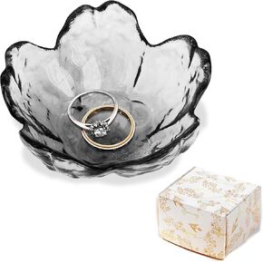 Purple Flower Jewelry Dish Glass Ring Dish Jewelry Tray Cute Vanity Organiser Room Decor Aesthetic Nightstand Bathroom Decor Trinket Dish Ring Holder Dish Jewellery Tray Valentine's Gifts for Women