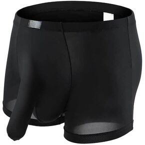 Men's Sexy Elephant Trunk Translucent Briefs Ice Silk U Bulge Underwear
