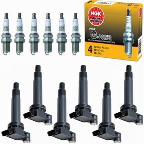 UF267 Ignition Coil Pack & NGK Parch Plug Plug Place لتويوتا هايلاندر كامري سيينا أفالون لكزس ES330 GS300 ES300 RX300 RX400H 3.0L 3.3L V6 2001 2002 2003 2004 2005 2006 2007 2007 2007