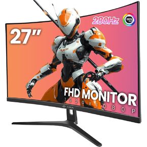 CRUA 27 Inch Curved Gaming Monitor,Full HD(1920x1080P) VA Panel 1800R 240Hz Refresh Rate Computer Monitor with Blue Light Filter,for Gaming & Office(DP,HDMI) - Wall Mountable, Black