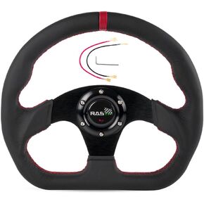 عجلة قيادة Rastp Racing ، 12.6 "/320 مم جلدية حقيقية 6 عجلة القيادة مع زر القرن ، النمط ج
