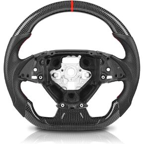 Steering Wheel for Chevy Camaro 2016-2024, Carbon Fiber Steering Wheel Upgrade D-shaped Flat-bottom Perforated Leather Replacement for Chevrolet Camaro LS/LT/SS/ZL1, Interior Accessory