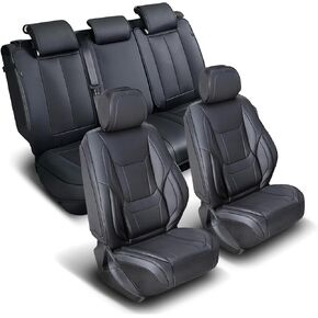 Coverland Custom Car Seat Covers Compatible with Tacoma, F150, F250, F350, Ram 1500, Silverado 1500 - Premium Leather Non-Slip Waterproof Interior Front Seat-Black [See Size Chart-Size A10]