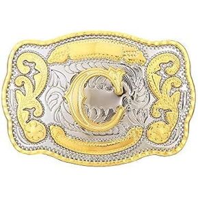 Western Belt Buckle Initial Letters ABCDMRJ to Z Cowboy Belt Buckle, Rodeo Buckles for Men & Women Fits Up to 2 Inch Belts