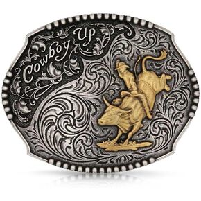 Montana Silversmiths Cowboy Up Bull Rider Rodeo Western Belt Boxle