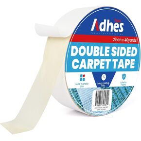 ADHES Double Sided Carpet Tape for Area Rugs – 2 Inch x 40 Yards, Heavy Duty Adhesive, Residue-Free, Rug Tape Gripper for Hardwood Floors, Tile, and Carpeted Surfaces