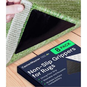 Castermaster Grippers للسجاد (8 عبوات ، مستطيل) - قبضة سجادة مضادة للانزلاق للأرضيات الصلبة للتوقف