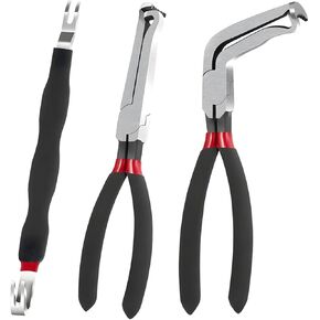 3pcs cliers electrical disconnect ، cliers الموصل الكهربائي للسيارات ، خطوط أنابيب خط الوقود من خط الوقود ، أدوات فصل خرطوم السيارات ، لمقابس نمط علامة تبويب الدفع (Red60 °+Red Straight+Siperator)