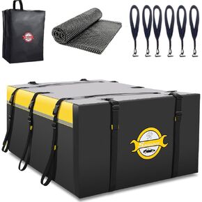 Sailnovo Rooftop Cargo Carrier Top Carrier 20 Cubic Carbroof Soft-Shell Carriers Car Car Car Car Cars مع/بدون رف يشمل حصيرة مضادة للانزلاق ، وسنانير 6 أبواب و PVC ، الأصفر