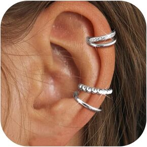 LOYALLOOK Ear Cuff Earrings for Women 14K Gold Plated Ear Cuffs Non Piercing Clip on Cartilage Earring Trendy Fake Earrings Hypoallergenic Huggie Hoop Clip Cuff Earring Lightweight