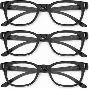 3-Pack Reading Glasses for Women & Men – Blue Light Blocking, Anti-Glare, Lightweight, Spring Hinge, Multi-Color