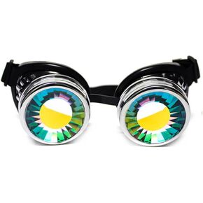 GloFX Wormhole Kaleidoscope Goggles - Festival Rave Costume Cosplay Prism EDM 3D Welding Gothic Goggles (Chrome)