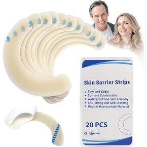 20pcs شرائط حاجز الجلد الهيدروكولويد لأكياس فغر في جميع أنواع Stoma ، مقاومة للماء وتسرب - دليل على فغر القولون ، مستلزمات اللفائفة ، شرائط عوائق العظم الطبية -