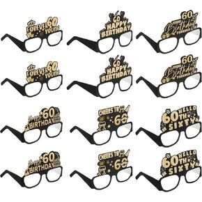 12 PCS 50th Birthday Paper Glasses Black Gold Eyeglasses Birthday Party Decoration Supplies Funny