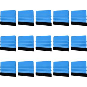 HARFINGTON 15pcs Vinyl Squeegee, Felt Edge Vinyl Wrap Decal Squeegee Tool, 4-Inch Car Vinyl Film Scraper Plastic Squeegee for Car Wrap, Sign Making, Window, Yellow, Rectangle