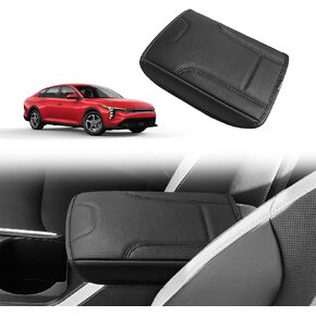 Muslogy Center Console Armrest Cover Compatible with Kia K4 2025 Comfort Armrest Pad Arm Rest Cushion Vegan Leather Protector Regular Thick