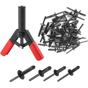 Car Rivet Gun Quick Set, Vehicle Riveting Hand Tool with 40PCS 4 Sizes Asorted Blind Rivets, Automotive Riveter Accessories for Fastening Door Panels, Universal for SUV, Sedan, Truck