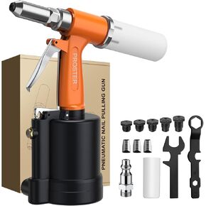 Proster Pneumatic Riveter - 3917LBF Pulling Pneumatic Rivet Gun, Heavy-Duty Air Pop Riveter 3/32", 1/8", 5/32", 3/16" and 1/4" Capacity