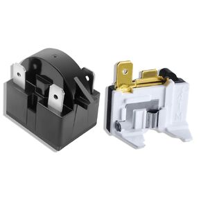 Refrigerator Starter Relay QP2-4.7 PTC Starter 3Pin and Refrigerator Compressor Overload Protector 1/2HP,Compressor Relay and Overload Kit Compatible with LG Refrigerator Compressor