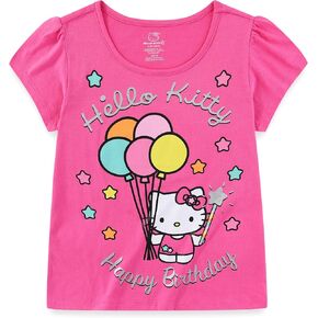 Hello Kitty Sanrio Birthday Girls Short Sleeve T-Shirt for Toddlers and Big Kids