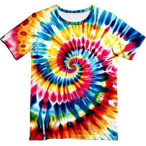 Kids Neon Tie Dye Shirt for Boys Girls Tie-Dye T-Shirt Hippes Tshirt Senior Children Tee Size 6-16 Years Age