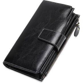 SENDEFN Women Leather Wallets RFID Blocking Clutch Card Holder Ladies Purse with Zipper Pocket