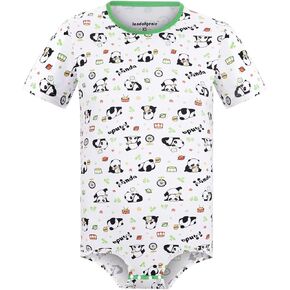 Men Short Sleeve Bodysuit Pajama Panda Print Bodysuit One Piece Pajamas Rompers Basic Onesie