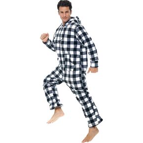 Alexander Del Rossa Adult Onesies for Men, Mens Onesie Pajamas Adults, Fleece Onesie for Men, Hooded Footed Mens Onsie