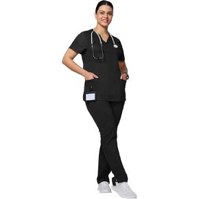 Uniforms World Alyssa Scrubs Set for Women — Classic fit Top & Straight Pants, Elastic Waistband, 7 Pockets, Anti-Wrinkle
