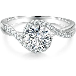 حلقات KRKC Moissanite للنساء ، 0.5/1/1.5/2 CT Lab التي تم إنشاؤها حلقات خطبة Moissanite ، D Color VVS1 Clarity Brilliant Round Cut ، S925 White Gold Cort