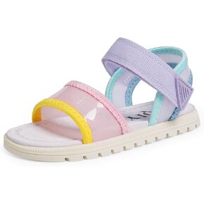 Toddler Girls Sandals Open Toe Summer Kids Sandals with Adjustable Ankle Strap for Toddler and Little Kids