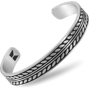 Cuff Bracelet for Men Premium Stainless Steel Mens Bangle Bracelets Silver Cuff Bracelet Waterproof & Non-Tarnish Minimal Western Bracelet