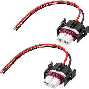 RED WOLF H8 H9 H11 880 881 2 PIN Female Wiring Ceramic Socket Universal Fit for Toyota GMC Chevy Honda Jeep Ford Subaru Dodge Headlight Fog Light Retrofit Pigtail Adapter LED Head Lamp Wire Connector