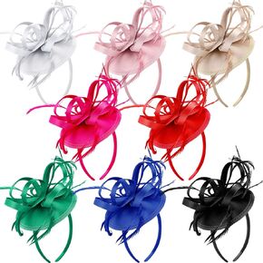 Roshtia 8 Pcs Derby Party Fascinators Hats for Women with Headband and Clip Feathers Women Fascinators for Tea Party Wedding