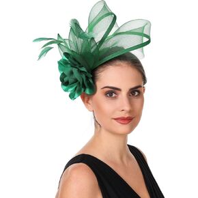 SAFERIN Fascinators Hat Flower Mesh Ribbons Feathers on a Headband and a Clip Tea Party Headwear for Girls and Women