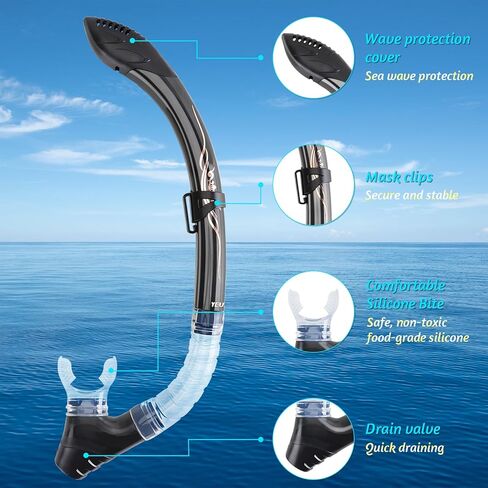 YUEX MER Diving Snorkel Premium Puality Roll Up Snorkel مع منظم مدمج وحقيبة شبكية محمولة للغوص وصيد الأسماك بالرمح والغوص الحر والغطس in Kuwait